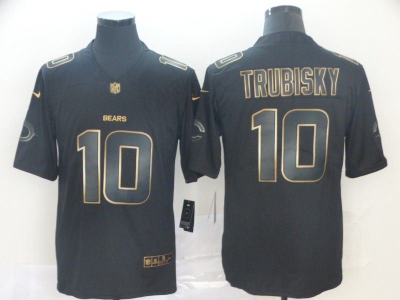 Men Chicago Bears #10 Trubisky Nike Vapor Limited Black Golden NFL Jerseys->chicago bears->NFL Jersey